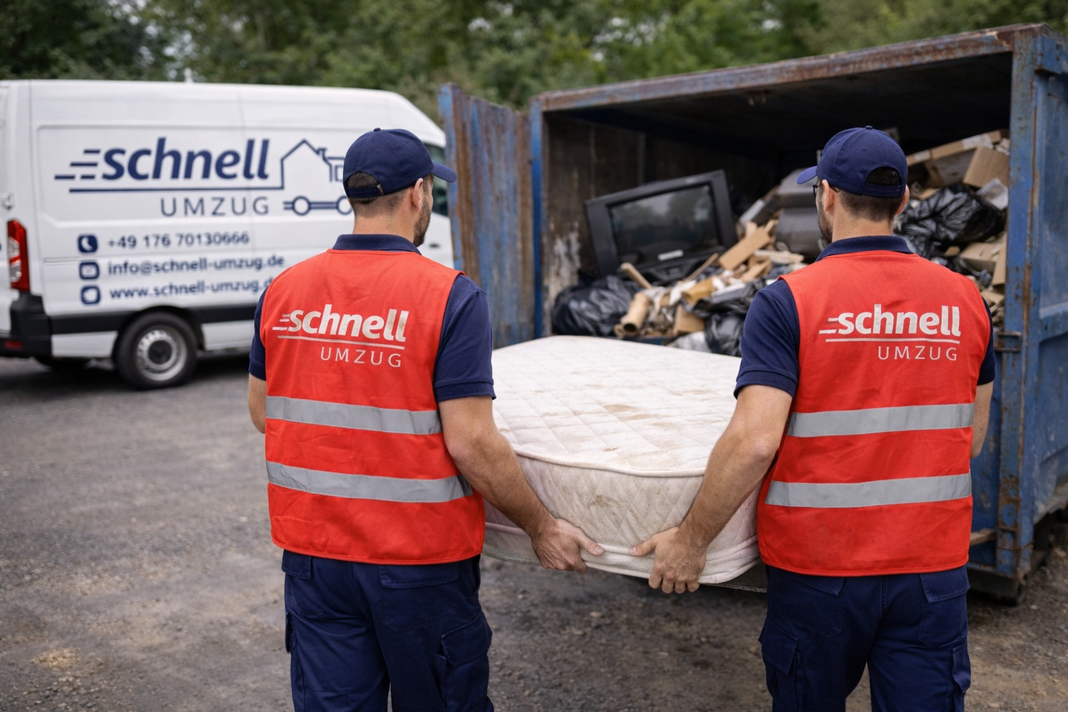 Entrümpelung mit Container und Team